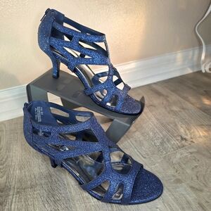 Easy Street Glittery Blue Cutout Heels
